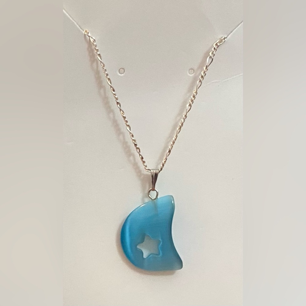 Beryl/Cat’s Eye Pendant Necklace NEW - Picture 3 of 3
